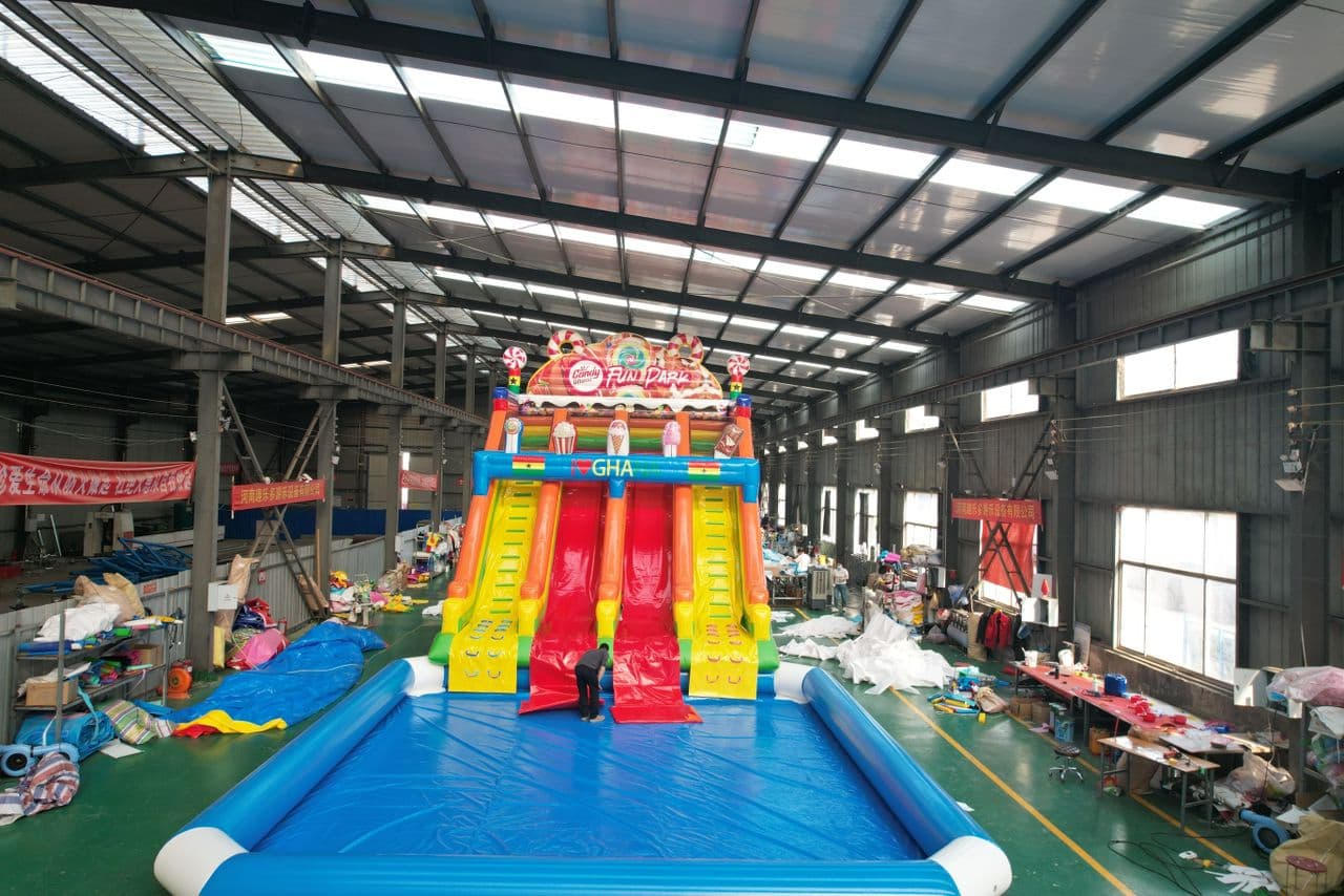 Candy slide with splash pool
