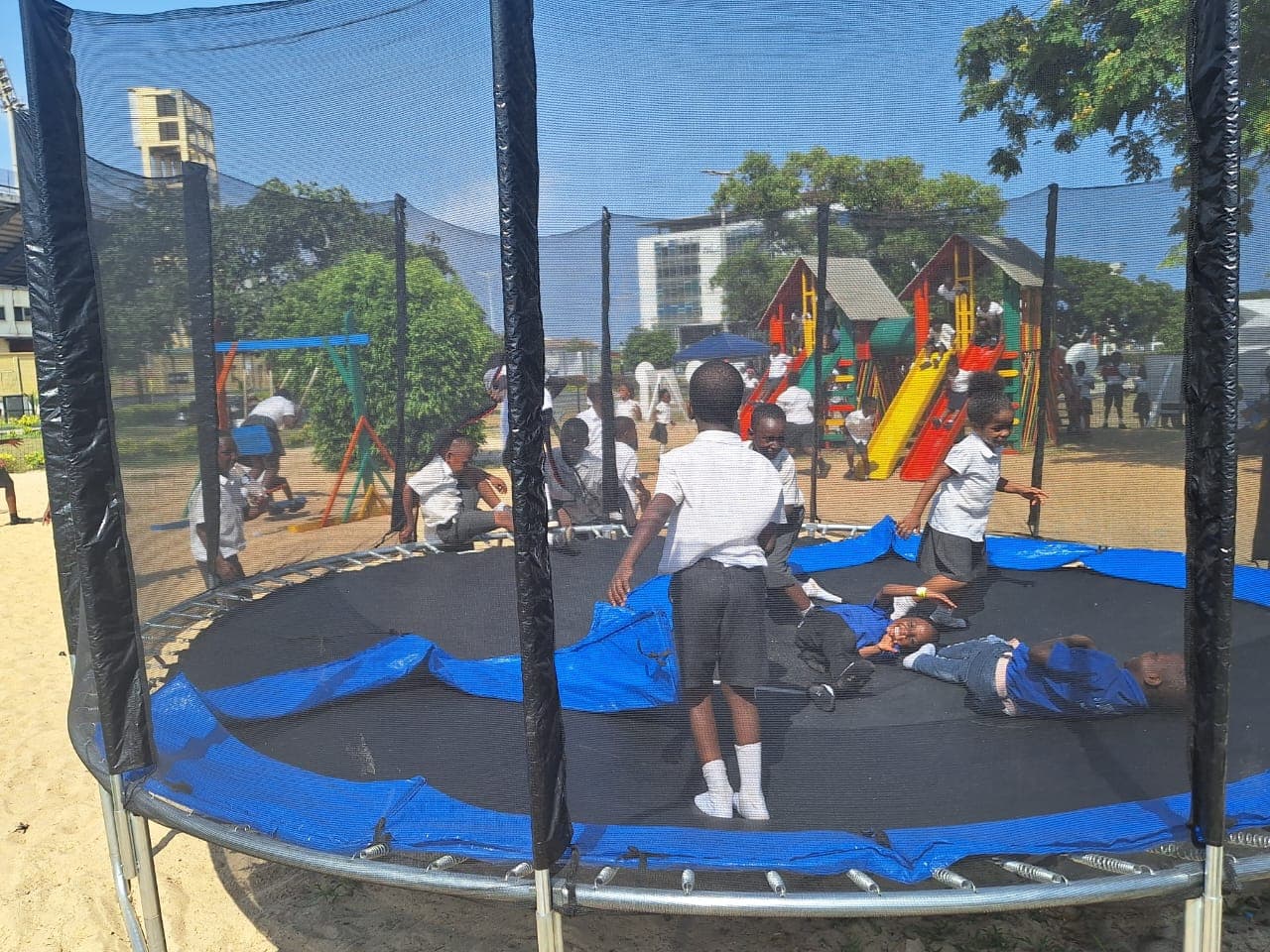 Trampoline at a school event in Accra